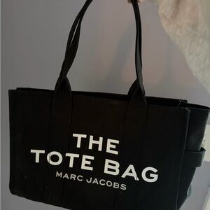 Marc Jacobs Black Tote Bag with White Lettering